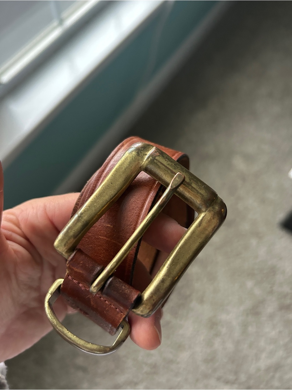 Sonoma Brown Leather Belt with Brass-Tone Buckle